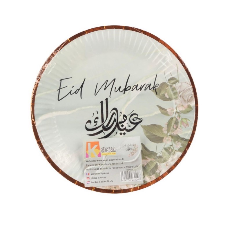 Set de 6 assiettes Eid Mubarak