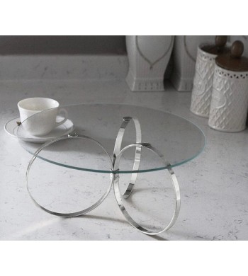 Présentoir à gâteaux argenté en verre