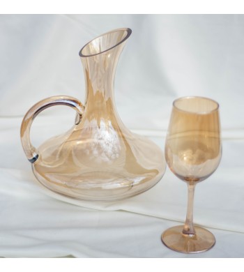 Carafe à décanter cristal avec 6 verres  à pied