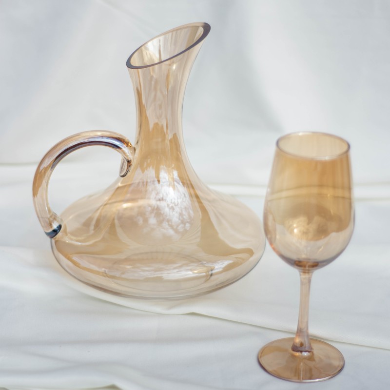 Carafe à décanter cristal avec 6 verres  à pied