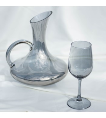 Carafe à décanter cristal avec 6 verres  à pied