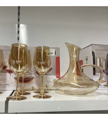 Carafe à décanter cristal avec 6 verres  à pied