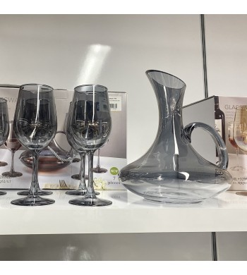 Carafe à décanter cristal avec 6 verres  à pied