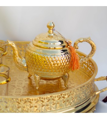 Théière marocaine artisanale dorée layali