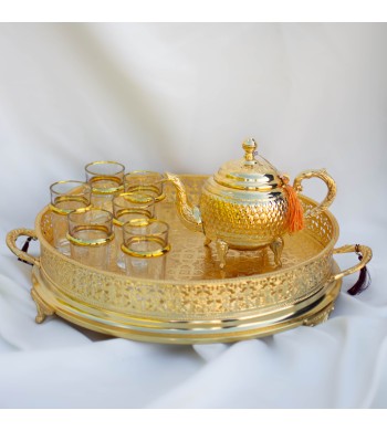 Théière marocaine artisanale dorée layali