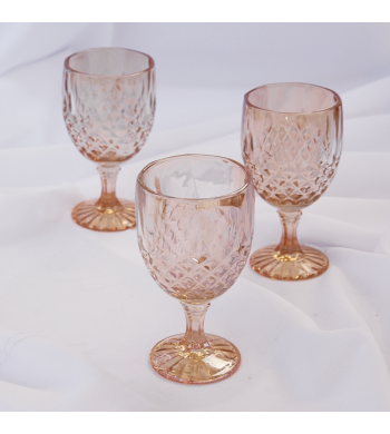 Set de 6 verres à pied, verres brillants dorés