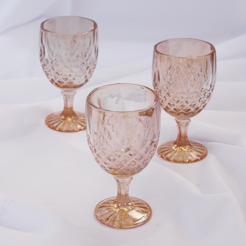 Set de 6 verres à pied, verres brillants dorés