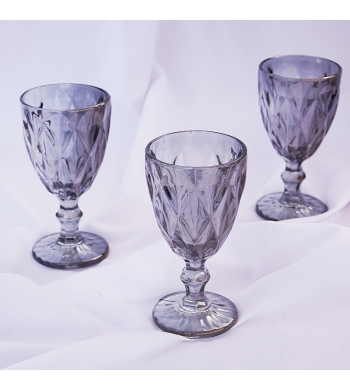 Set de 6 verres à pieds, verres à pied brillants argentés