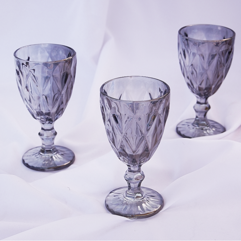 Set de 6 verres à pieds, verres à pied brillants argentés