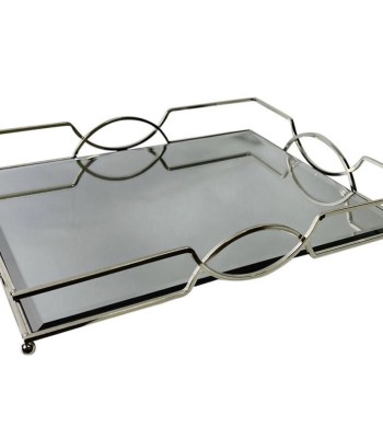 Plateau miroir argenté grand format