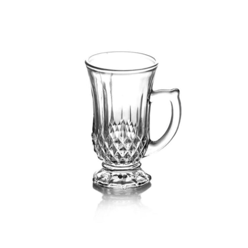 Lot de 6 verres à thé, set de verres transparents avec anse