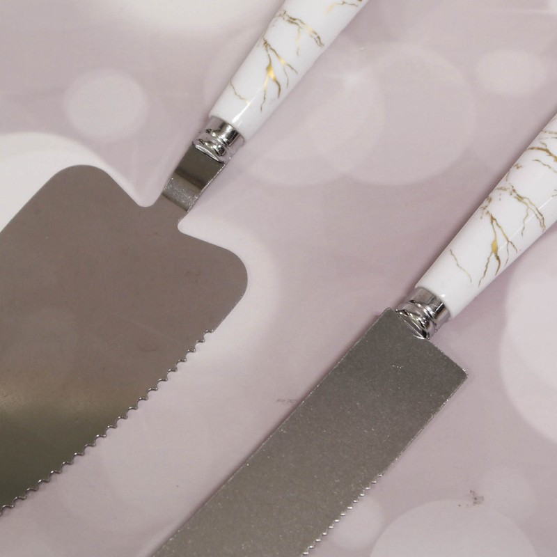 Set Couteau Et Pelle à Gâteau Noir - Acier Inoxydable Et Manche Acrylique - Lot De 2 - Style Moderne