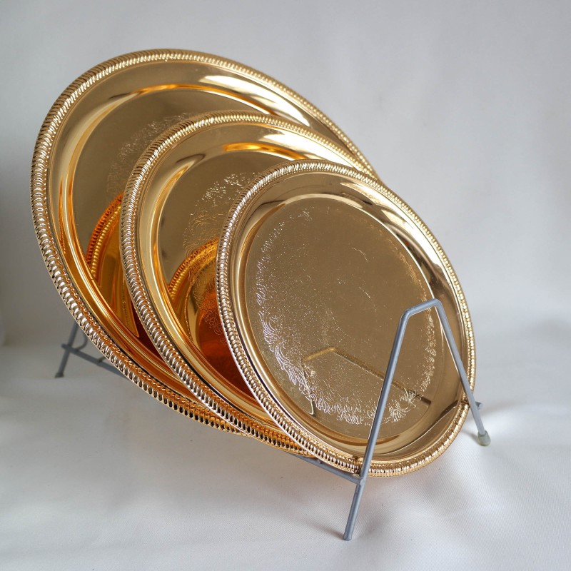 Set de 3 plateaux dorés