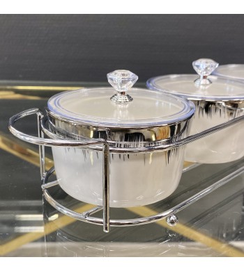 Plateau apéritif 3 compartiments en porcelaine