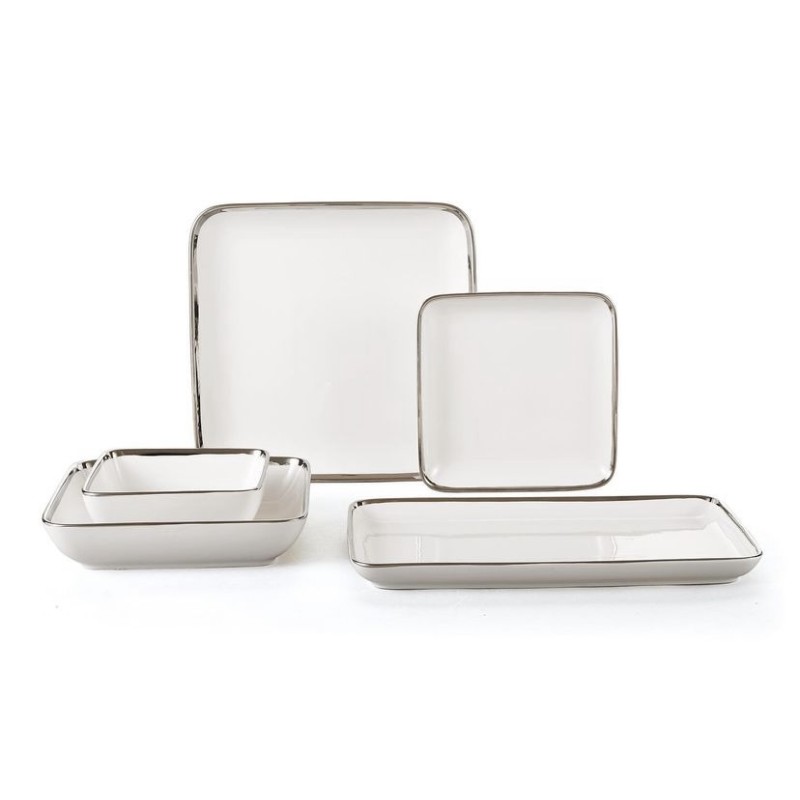 Service de table complet en porcelaine carré 6 personnes Service de table complet en porcelaine carré 6 personnes