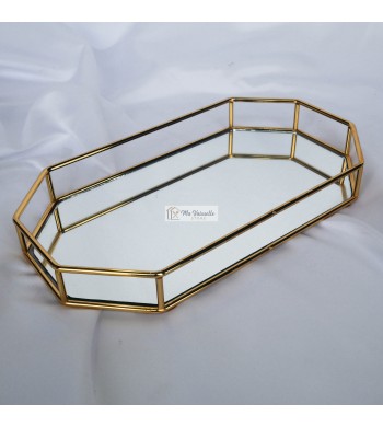 Plateau miroir doré 39cm