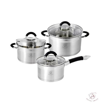 Set de 3 casseroles avec passoire intégrée - Sauce pan induction noir