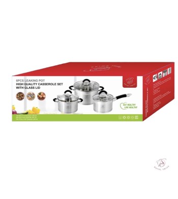 Set de 3 casseroles avec passoire intégrée - Sauce pan induction noir