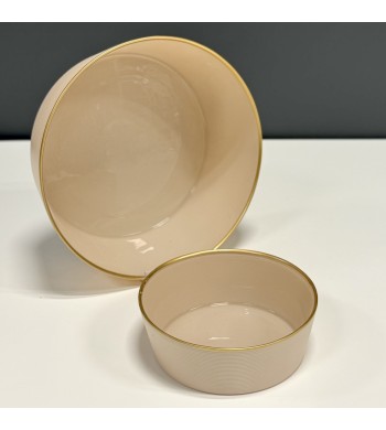 Set de 6 bols avec saladier liseré or