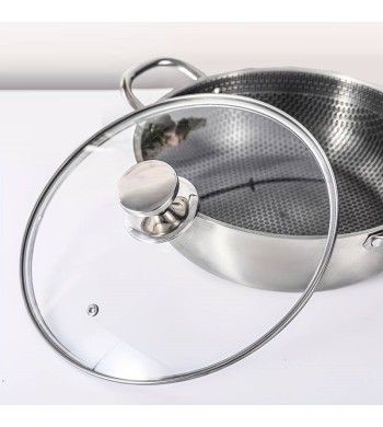 Poêle wok induction 32cm structure nid d'abeille anti-rayures