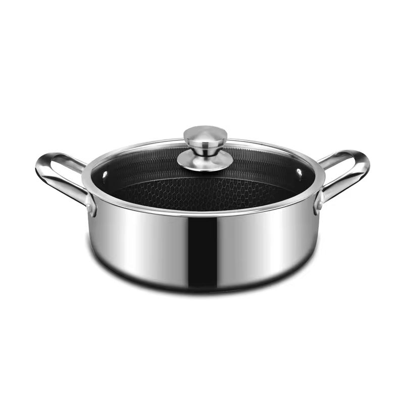 Set De 3 Poêles Légères En Fonte Nid D'abeille 20/24/28 Cm - Anti-adhésif Sans PFOA, Manche Bois, Compatible Induction - Inclut 3 Protège-poêles