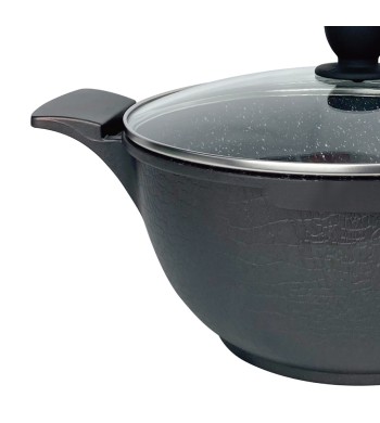 Batterie de cuisine 6 pièces Cheffinger noir avec revêtement marbre