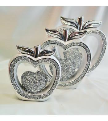 Set de 3 fruits décoratifs brillants avec strass, pommes brillantes pour décoration