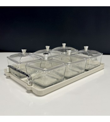Plateau apéritif 6 compartiments en porcelaine