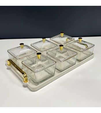 Plateau apéritif 6 compartiments en porcelaine