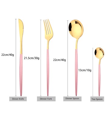 Ménagère 24 pièces en acier inoxydable Pink touch