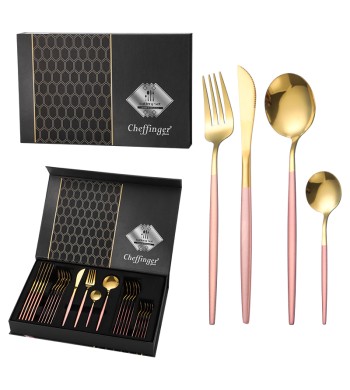 Ménagère 24 pièces en acier inoxydable Pink touch