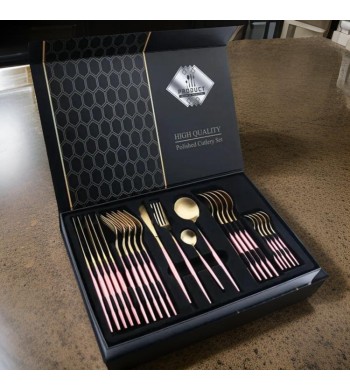 Ménagère 24 pièces en acier inoxydable Pink touch