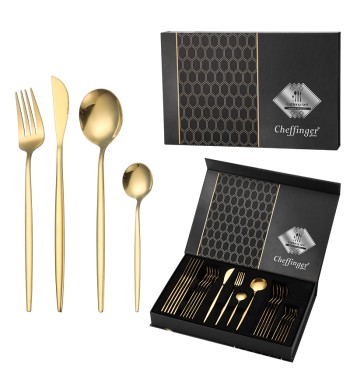 Ménagère 24 pièces en acier inoxydable Gold touch