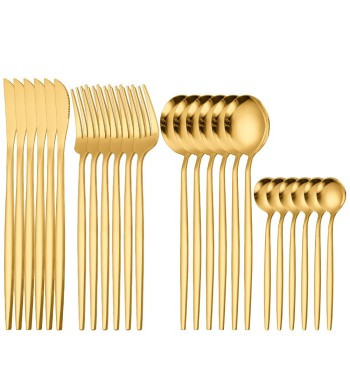 Ménagère 24 pièces en acier inoxydable Gold touch