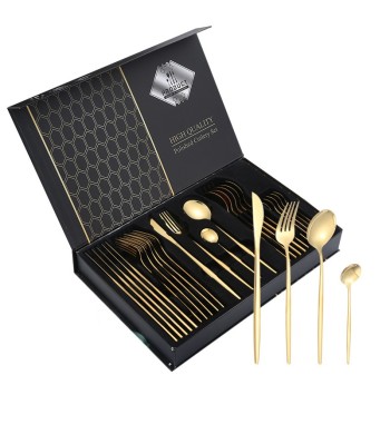 Ménagère 24 pièces en acier inoxydable Gold touch