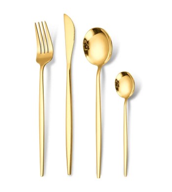 Ménagère 24 pièces en acier inoxydable Gold touch