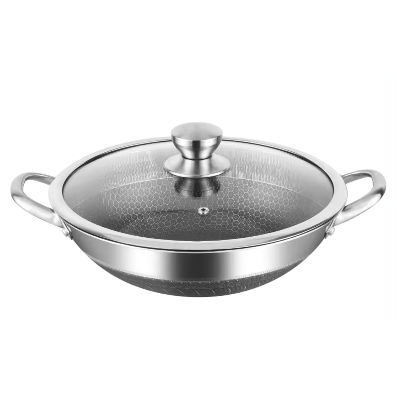 Poêle wok induction 36cm structure nid d'abeille anti-rayures Poêle wok induction 36cm structure nid d'abeille anti-rayures