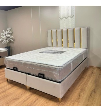 Lit coffre Timeless Gold 160*200cm en velours beige