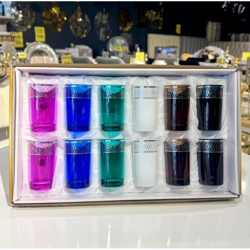 Set de 12 verres à thé marocain Colors Tradition