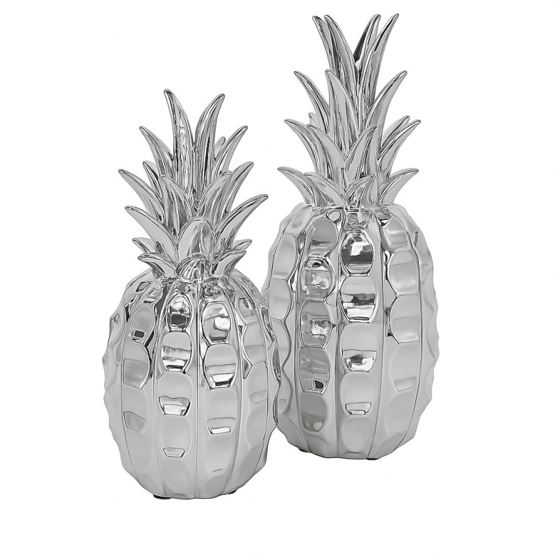 Set de 2 Ananas décoratifs Argentés Set de 2 Ananas décoratifs Argentés