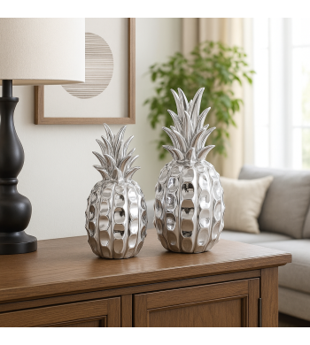 Set de 2 Ananas décoratifs Argentés
