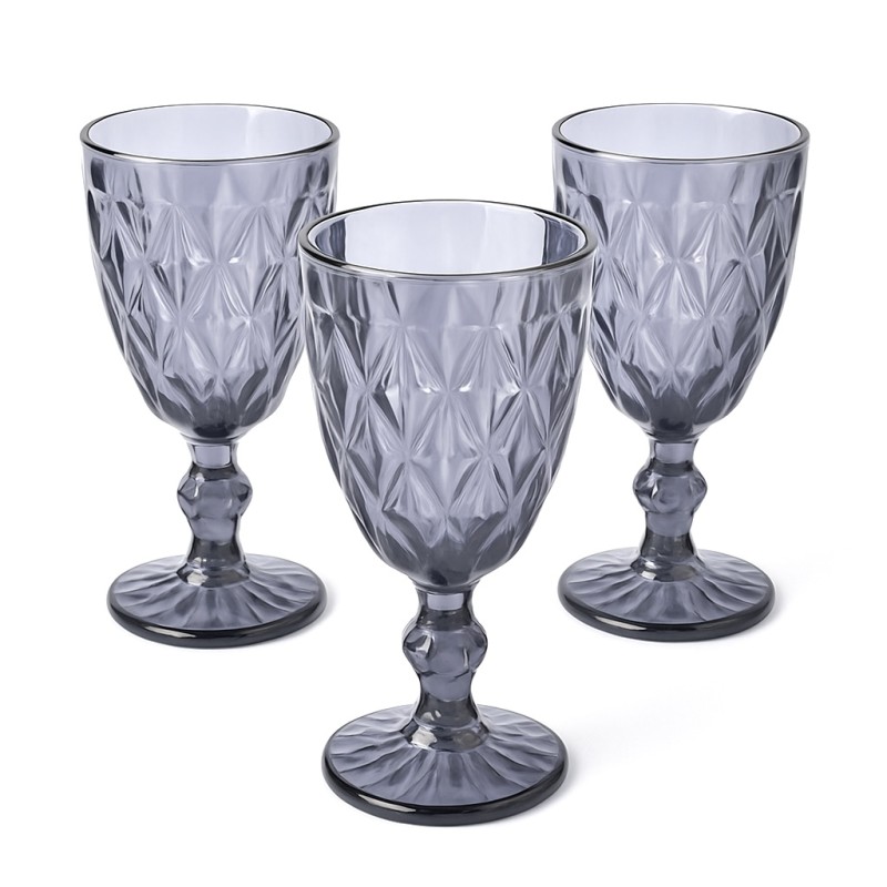 Set de 6 verres à pieds, verres à pied brillants argentés