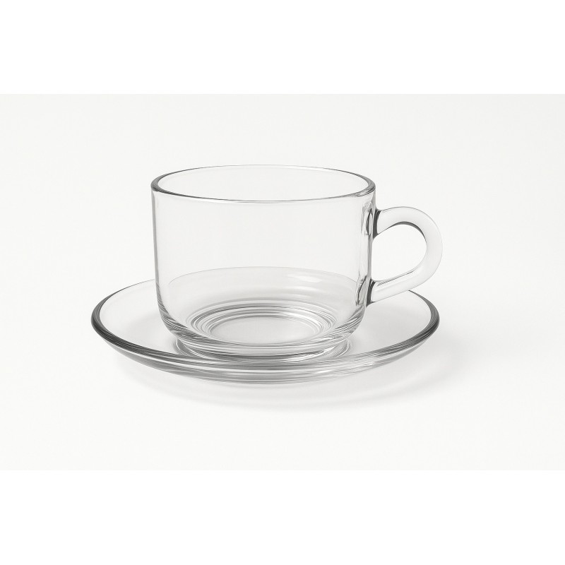 Service à café en verre 6 personnes avec soucoupes Service à café en verre 6 personnes avec soucoupes