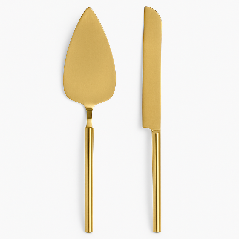 Service couteau et pelle à gâteau doré Service couteau et pelle à gâteau doré