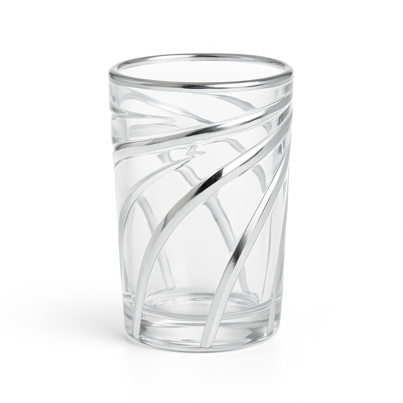 Lot De 2 Verres à Thé Marocains En Verre - Bleu Et Argenté - 130 Ml