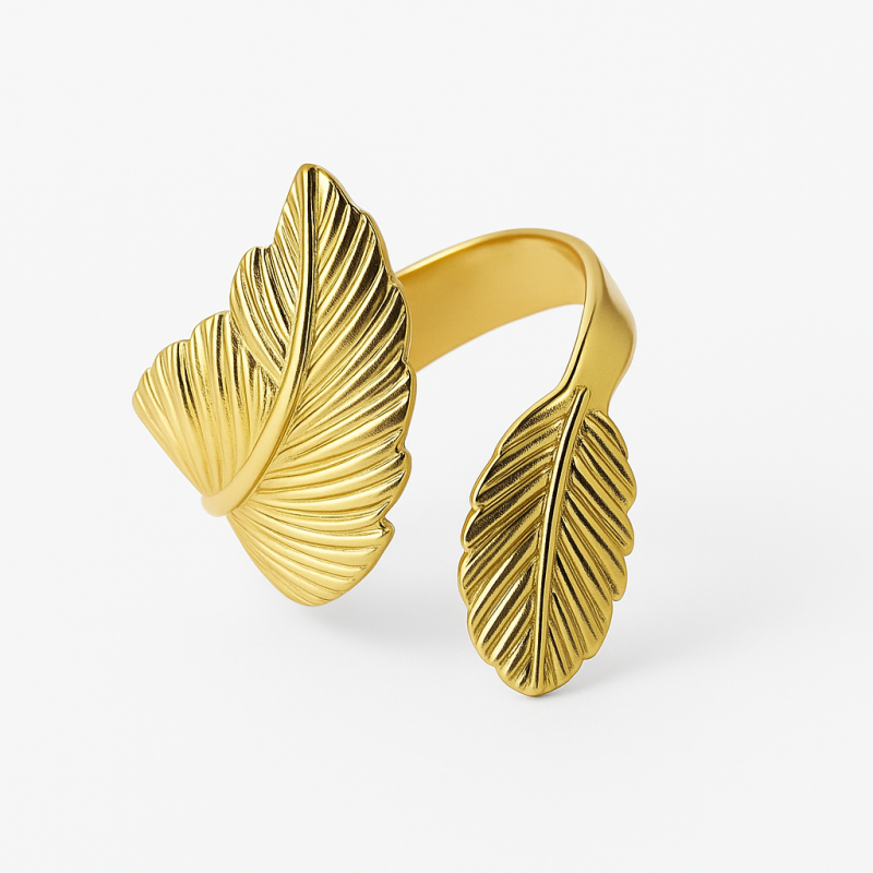 Anneau de serviette doré en forme de feuille – Élégance raffinée pour vos tables de fête