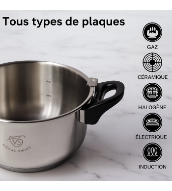 Cocotte minute autocuiseur en acier inoxydable compatible induction