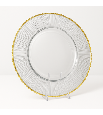 Assiette Transparente 33 cm avec Liseré Doré – Élégance et Raffinement pour les Fêtes