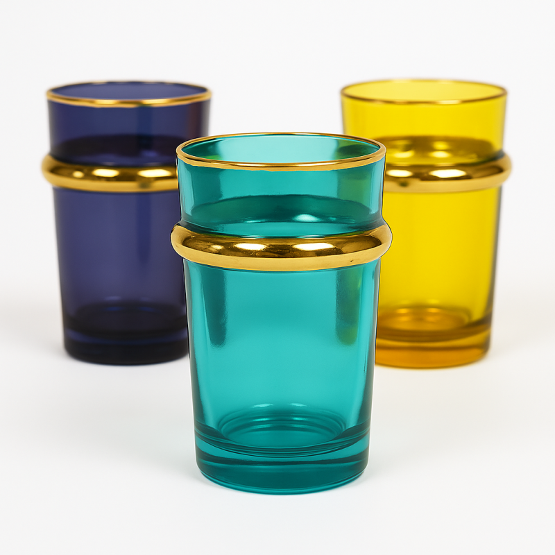 Set de 12 verres à thé Beldi Colors dorés