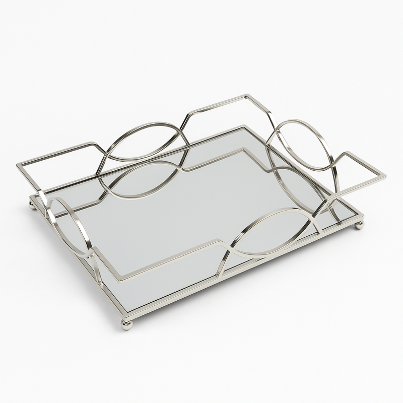 Grand plateau miroir argenté 34*44cm